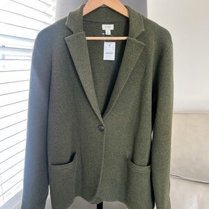 NWT J. Crew Factory Schoolboy Sweater Blazer Women's Olive Green Large